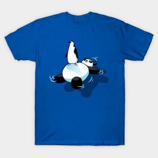 Penguin on top of kawaii panda bear T-Shirt